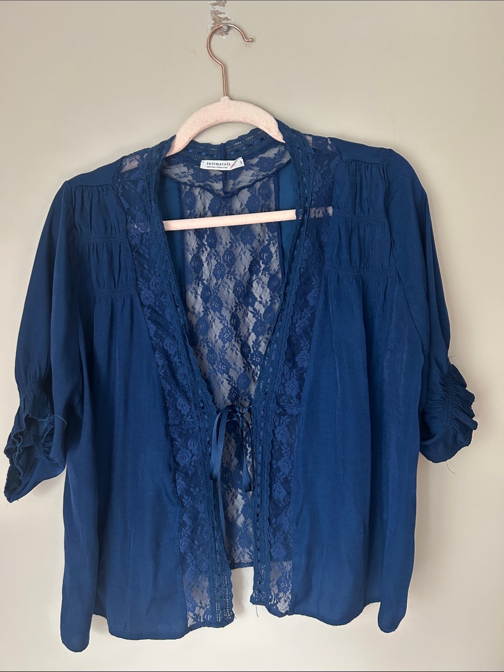 Free People Morning Breeze Bed Jacket Blue S
